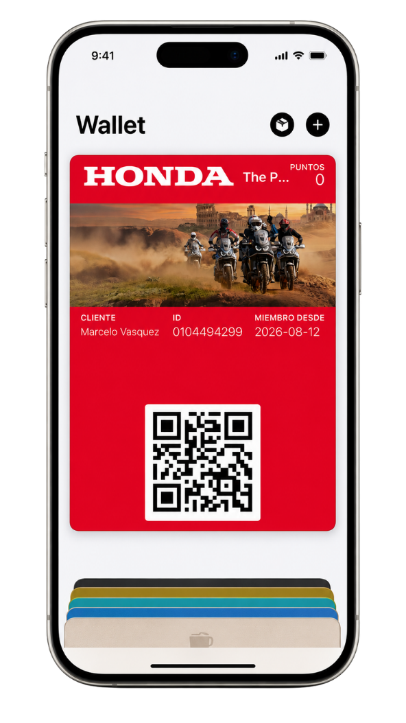 Wallet digital de fidelización Honda en el celular